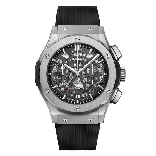Hublot Classic Fusion Aerofusion Titanium 45 mm Transparent Dial Polished Titanium Rubber Strap 525.NX.0170.RX