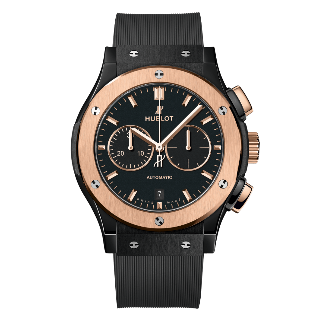 Hublot Classic Fusion Chronograph Ceramic King Gold 42 mm Black Dial Polished Black Ceramic Rubber Strap 541.CO.1181.RX
