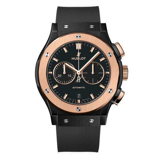 Hublot Classic Fusion Chronograph Ceramic King Gold 42 mm Black Dial Polished Black Ceramic Rubber Strap 541.CO.1181.RX