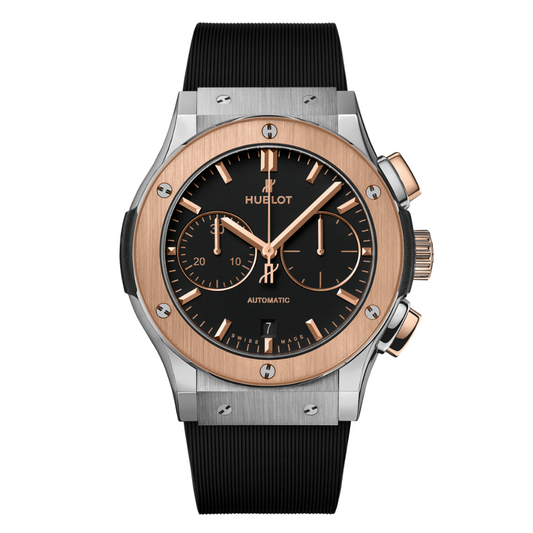 Hublot Classic Fusion Chronograph Titanium King Gold 45 mm Black Dial Polished Titanium Rubber Strap 521.NO.1181.RX