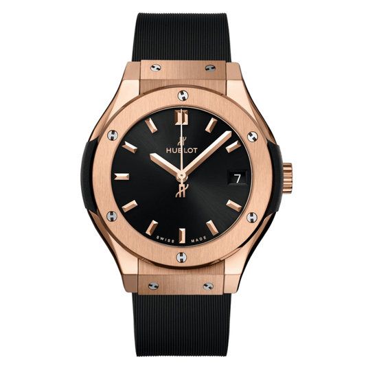 Hublot Classic Fusion King Gold 33 mm Black Dial Polished 18K King Gold Rubber Strap 581.OX.1480.RX