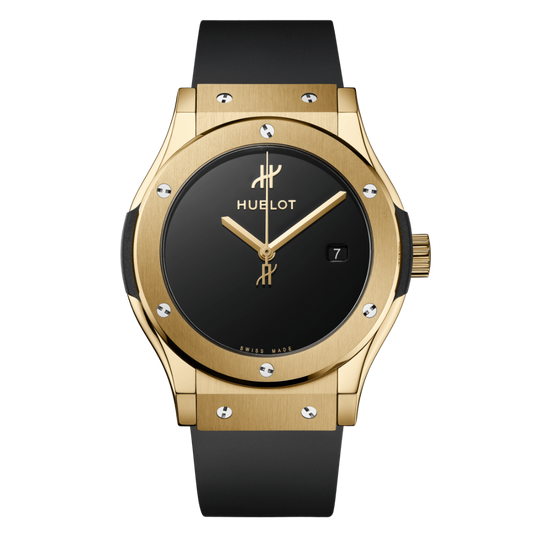 Hublot Classic Fusion Original Yellow Gold 42 mm Black Dial Polished 18K Yellow Gold Rubber Strap 542.VX.1230.RX.MDM