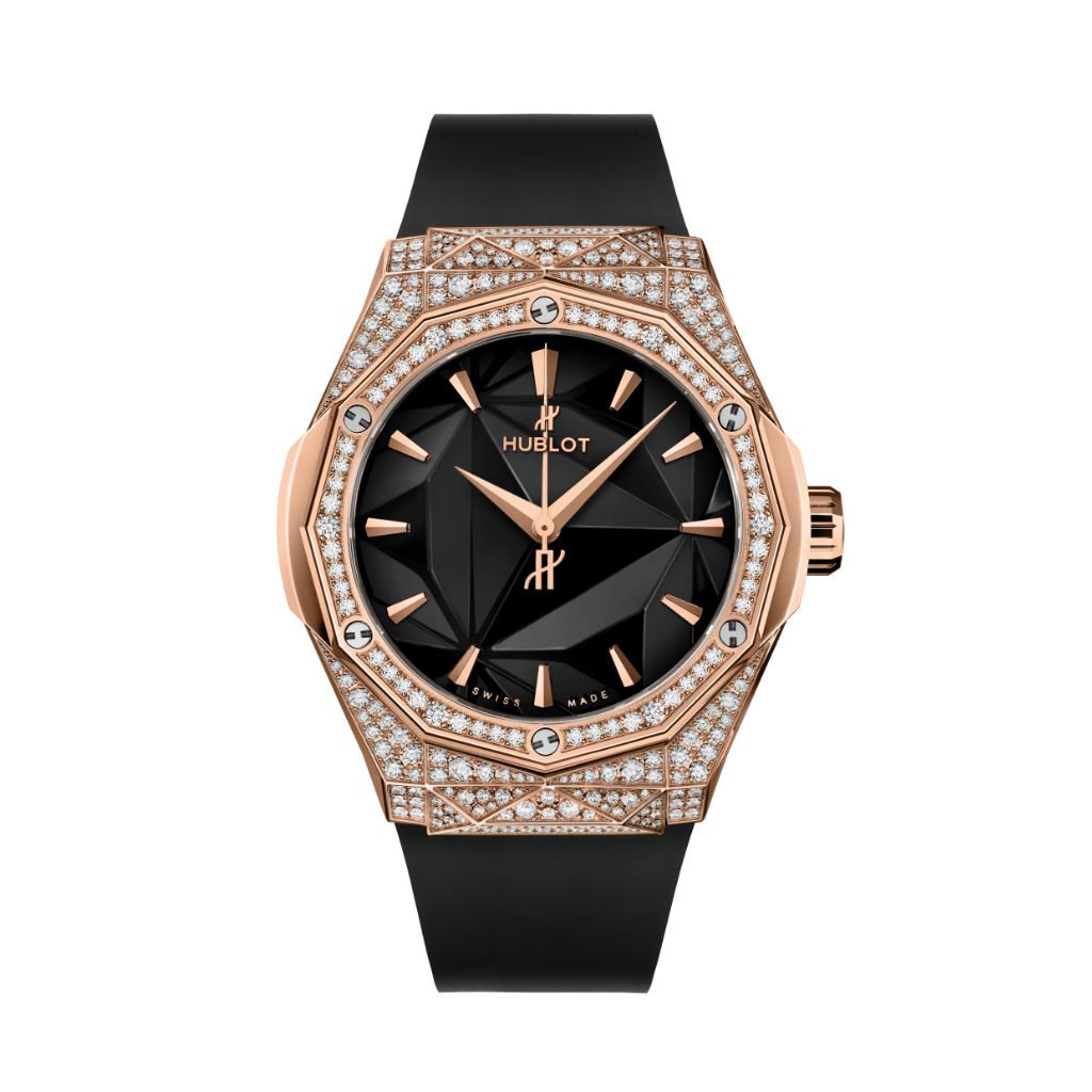 Hublot Classic Fusion Orlinski King Gold Pavé 40 mm Black Dial with Diamonds Polished 18K King Gold Rubber Strap 550.OS.1800.RX.1604.ORL19