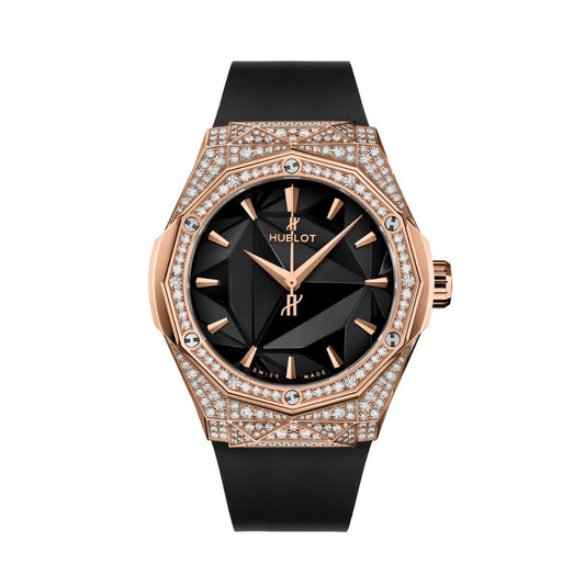 Hublot Classic Fusion Orlinski King Gold Pavé 40 mm Black Dial with Diamonds Polished 18K King Gold Rubber Strap 550.OS.1800.RX.1604.ORL19