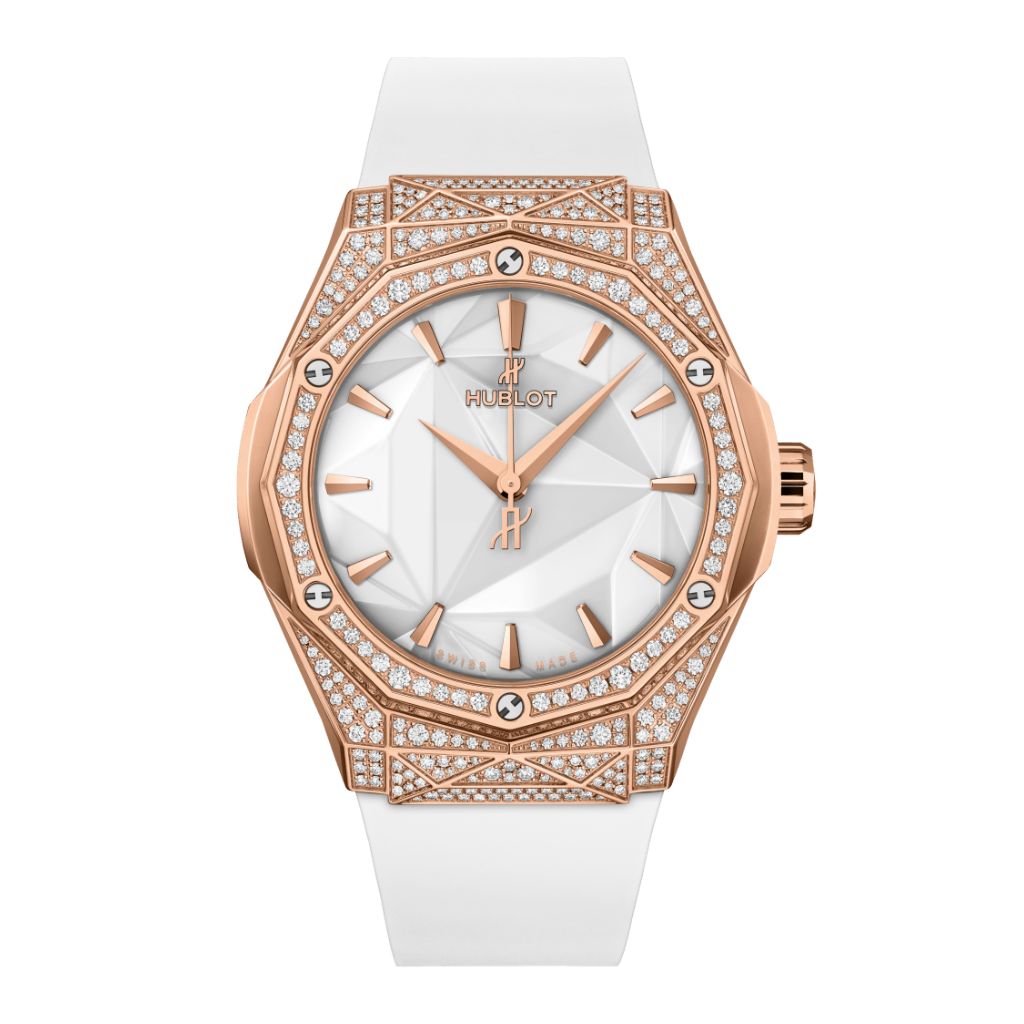 Hublot Classic Fusion Orlinski King Gold White Pavé 40 mm White Dial with Diamonds Polished 18K King Gold Rubber Strap 550.OS.2200.RW.1604.ORL20