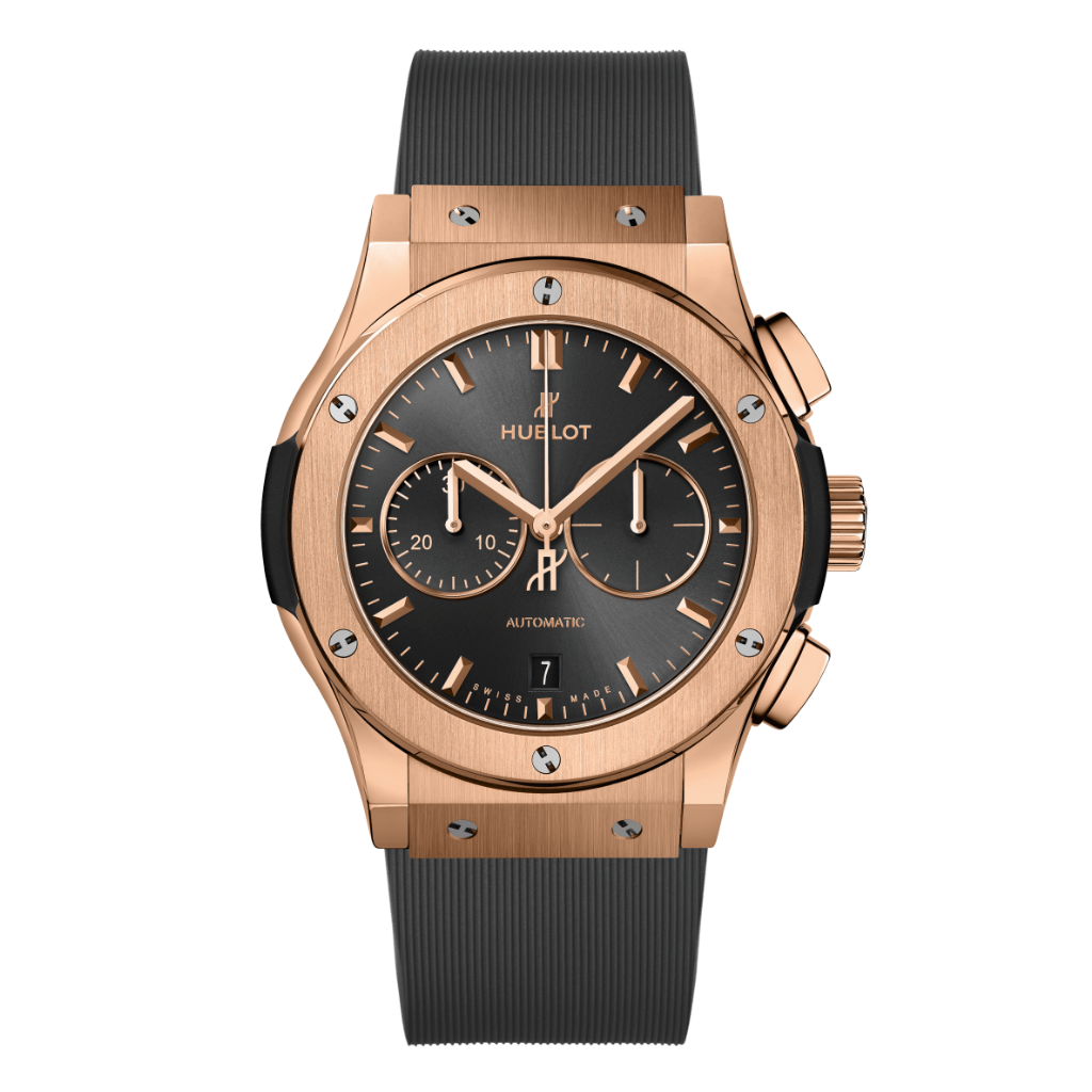 Hublot Classic Fusion Racing Grey Chronograph King Gold 42 mm Grey Dial Polished 18K King Gold Rubber Strap 541.OX.7080.RX