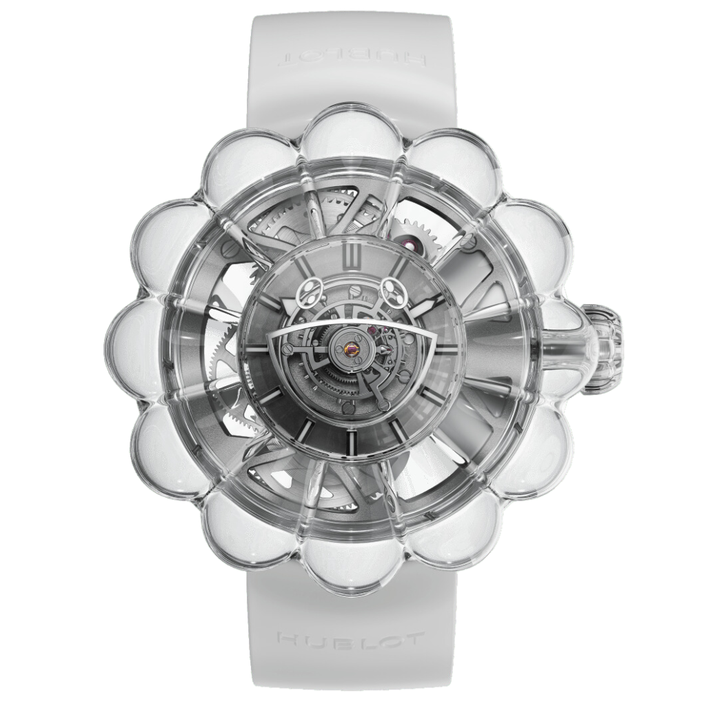 HUBLOT MP-15 Takashi Murakami Tourbillon Sapphire 42 mm Transparent Dial Polished Sapphire Crystal Rubber Strap 915.JX.4802.RT