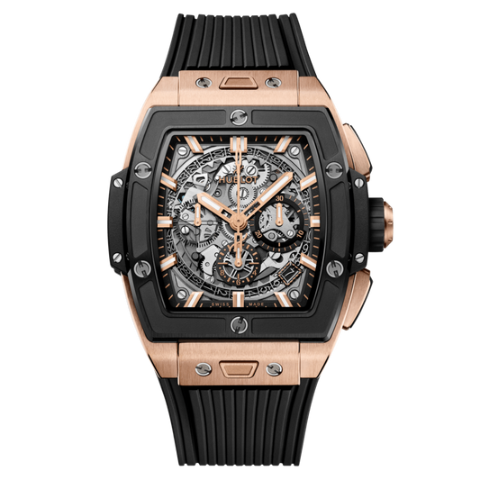 HUBLOT Spirit of Big Bang King Gold Ceramic 42 mm Transparent Dial Polished 18K King Gold Rubber Strap 642.OM.0180.RX