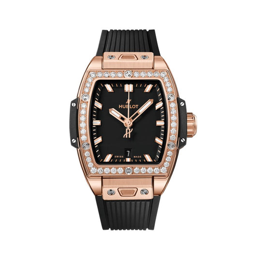 Hublot Spirit of Big Bang King Gold Diamonds 32 mm Black Dial with Diamonds Polished 18K King Gold Rubber Strap 682.OX.1180.RX.1204