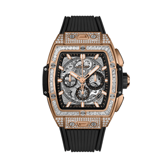 Hublot Spirit of Big Bang King Gold Jewellery 42 mm Transparent Dial with Diamonds Polished 18K King Gold Rubber Strap 642.OX.0180.RX.0904