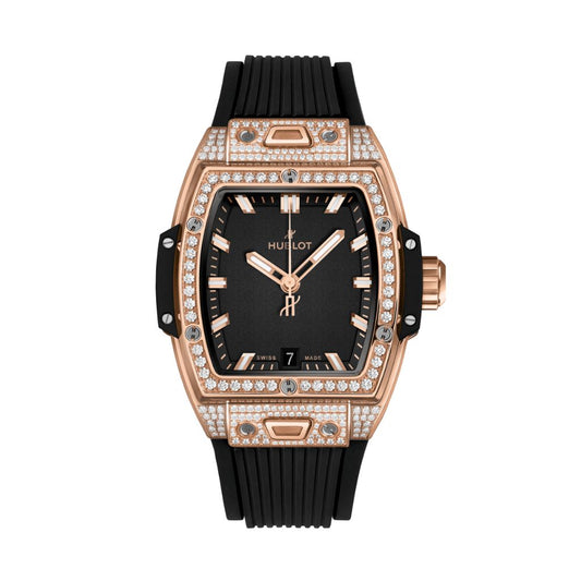 Hublot Spirit of Big Bang King Gold Pavé 39 mm Black Dial with Diamonds Polished 18K King Gold Rubber Strap 662.OX.1180.RX.1604