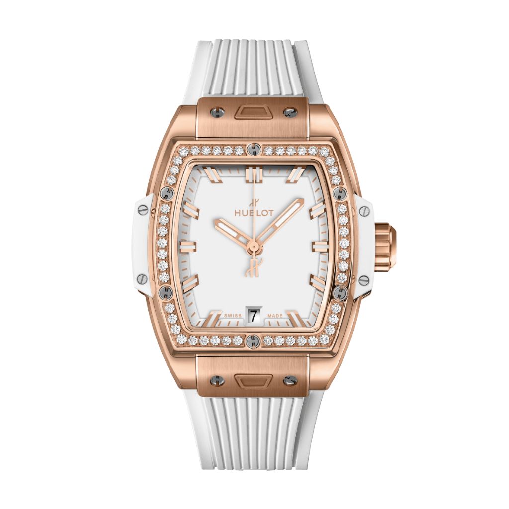 Hublot Spirit of Big Bang King Gold White Diamonds 39 mm White Dial with Diamonds Polished 18K King Gold Rubber Strap 662.OE.2080.RW.1204