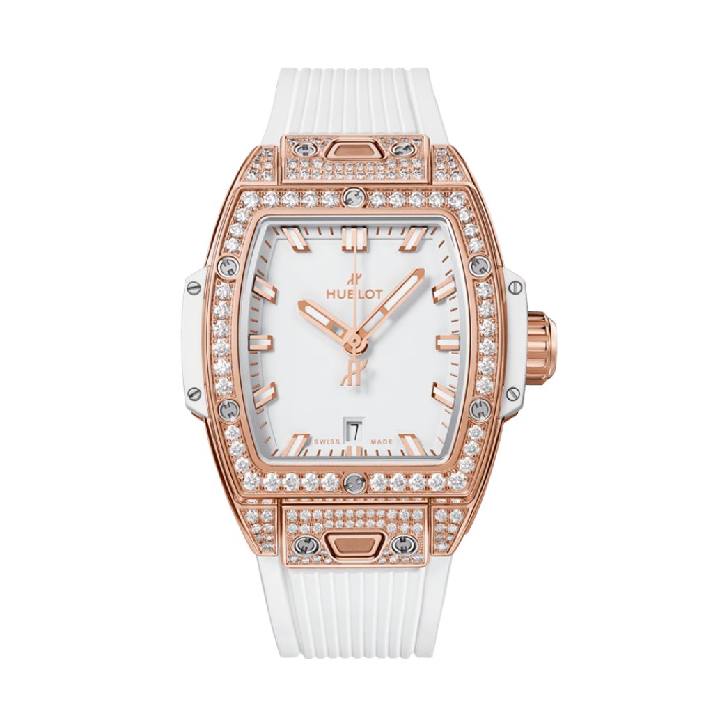 Hublot Spirit of Big Bang King Gold White Pavé 32 mm White Dial with Diamonds Polished 18K King Gold Rubber Strap 682.OE.2080.RW.1604