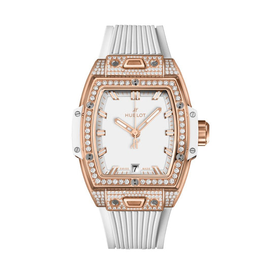Hublot Spirit of Big Bang King Gold White Pavé 39 mm White Dial with Diamonds Polished 18K King Gold Rubber Strap 662.OE.2080.RW.1604