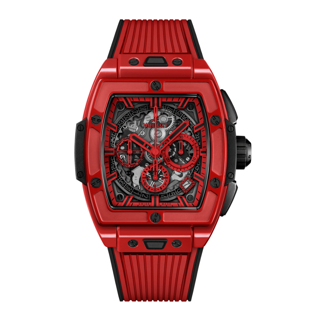 Hublot Spirit of Big Bang Red Magic 42 mm Transparent Dial Polished Red Ceramic Rubber Strap 642.CF.0113.RX