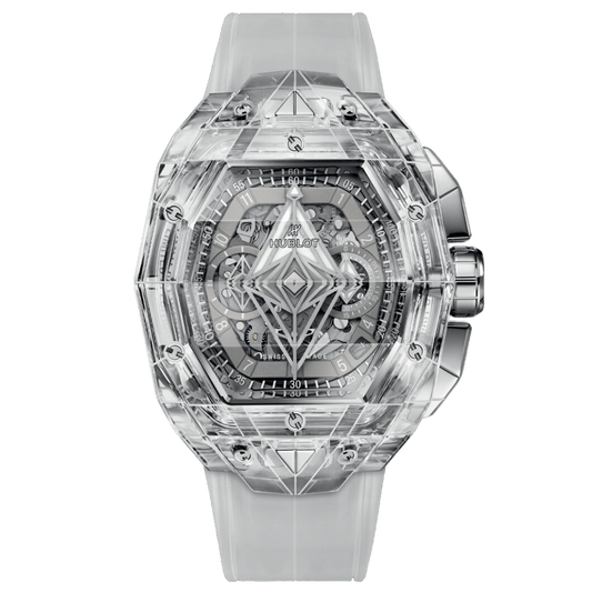 HUBLOT Spirit of Big Bang Sang Bleu Sapphire 42 mm Transparent Dial Polished Sapphire Crystal Rubber Strap 648.JX.0102.RT.MXM24