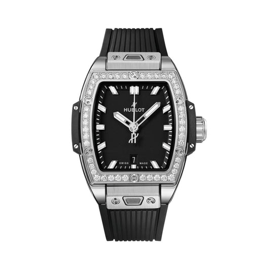 Hublot Spirit of Big Bang Steel Diamonds 32 mm Black Dial with Diamonds Polished Stainless Steel Rubber Strap 682.SX.1170.RX.1204