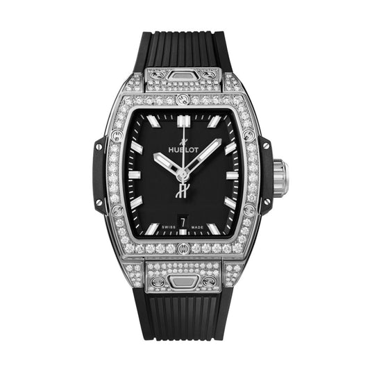 Hublot Spirit of Big Bang Steel Pavé 32 mm Black Dial with Diamonds Polished Stainless Steel Rubber Strap 682.SX.1170.RX.1604
