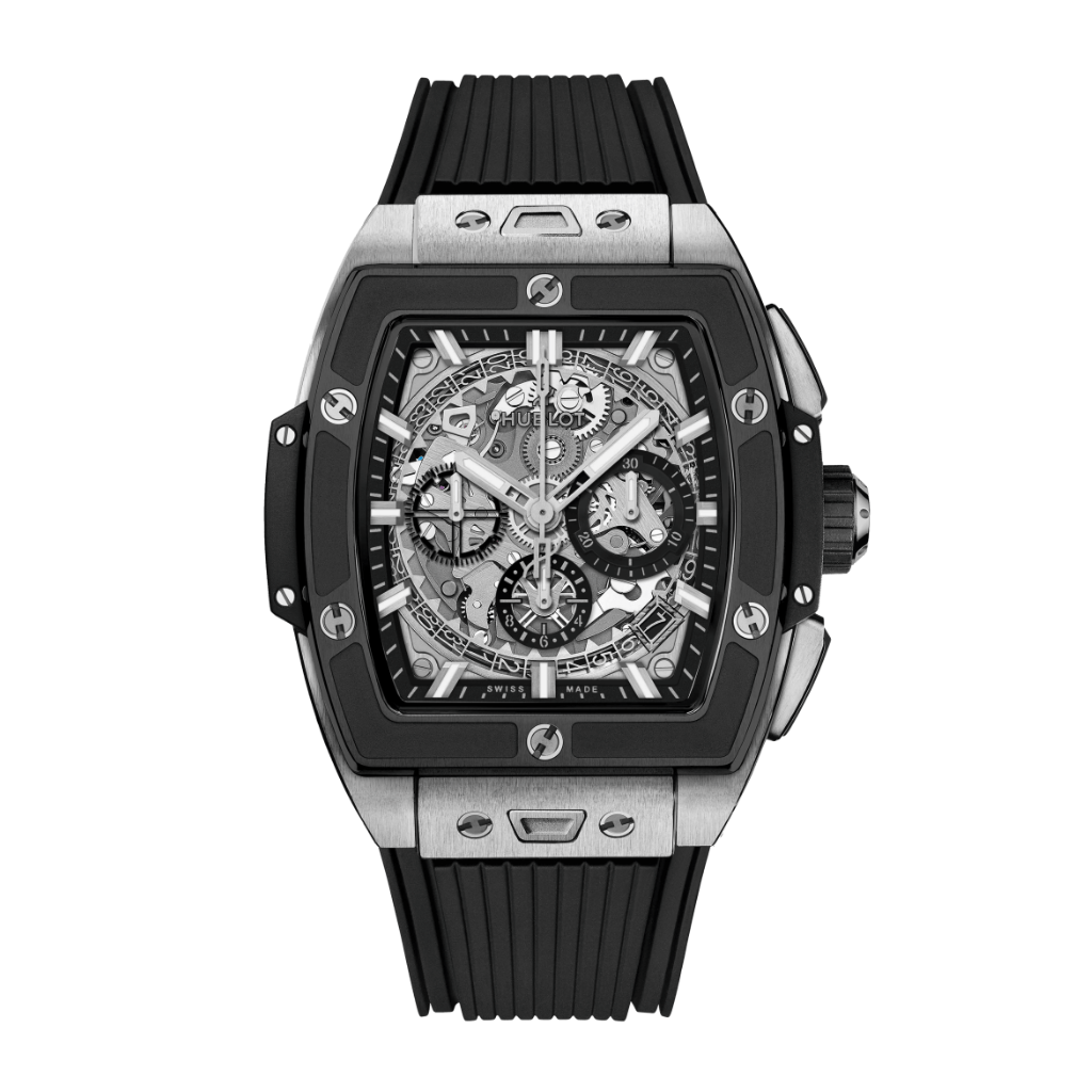 Hublot Spirit of Big Bang Titanium Ceramic 42 mm Transparent Dial Polished Titanium Rubber Strap 642.NM.0170.RX