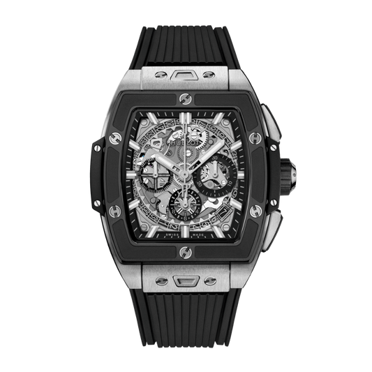 Hublot Spirit of Big Bang Titanium Ceramic 42 mm Transparent Dial Polished Titanium Rubber Strap 642.NM.0170.RX