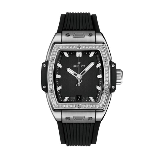 Hublot Spirit of Big Bang Titanium Diamonds 39 mm Black Dial with Diamonds Polished Titanium Rubber Strap 662.NX.1170.RX.1204