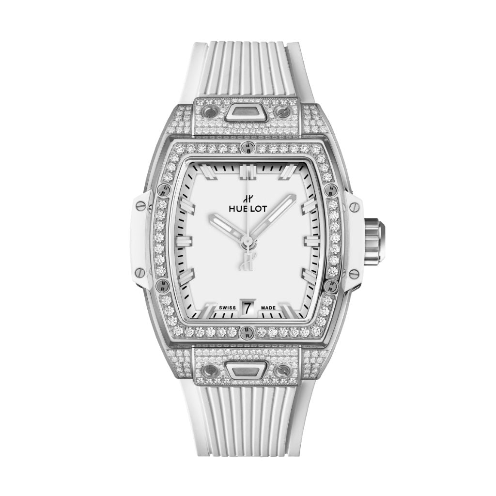 Hublot Spirit of Big Bang Titanium White Pavé 39 mm White Dial with Diamonds Polished Titanium Rubber Strap 662.NE.2010.RW.1604