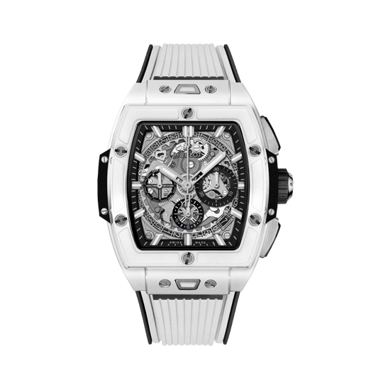 Hublot Spirit of Big Bang White Ceramic 42 mm Transparent Dial Polished White Ceramic Rubber Strap 642.HX.0170.RX