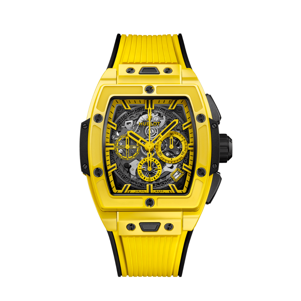 Hublot Spirit of Big Bang Yellow Magic 42 mm Transparent Dial Polished Yellow Ceramic Rubber Strap 642.CY.011Y.RX