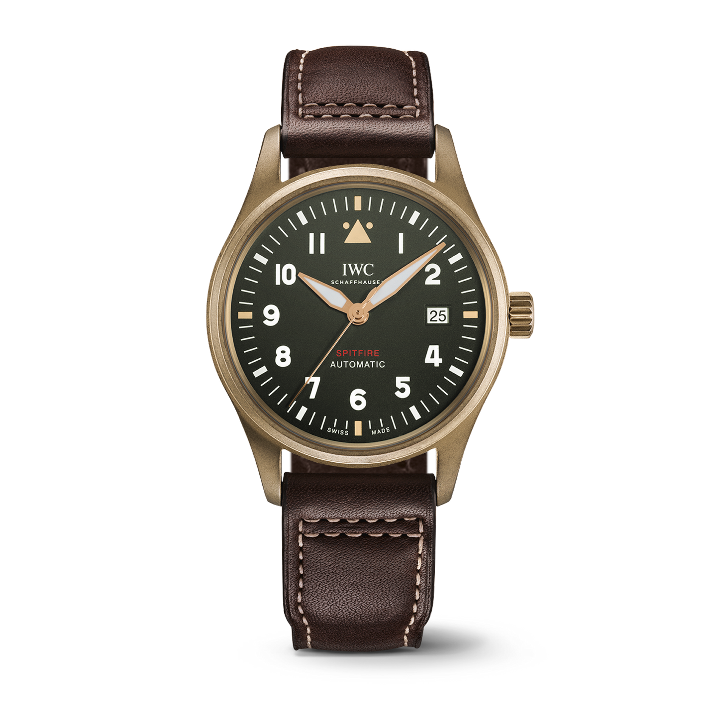 IWC Schaffhausen Pilot’s Watch Automatic Spitfire 39 mm Green  Dial Bronze  Brown   Strap IW326806