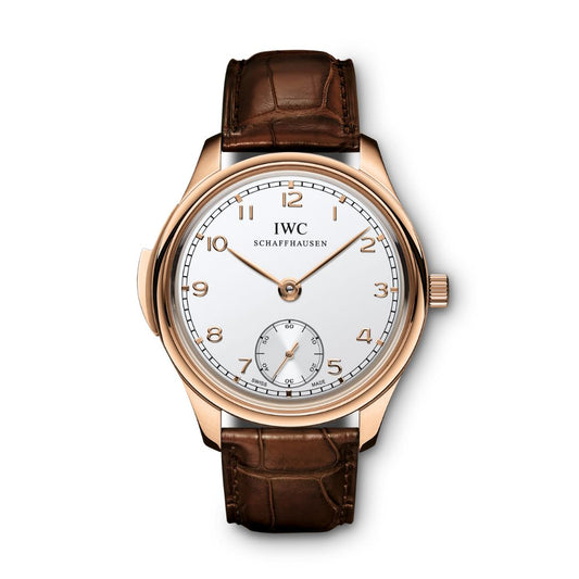 IWC Schaffhausen Portugieser Minute Repeater 44.2 mm Silver Dial 18k 5N Gold Brown   Leather Strap IW544907