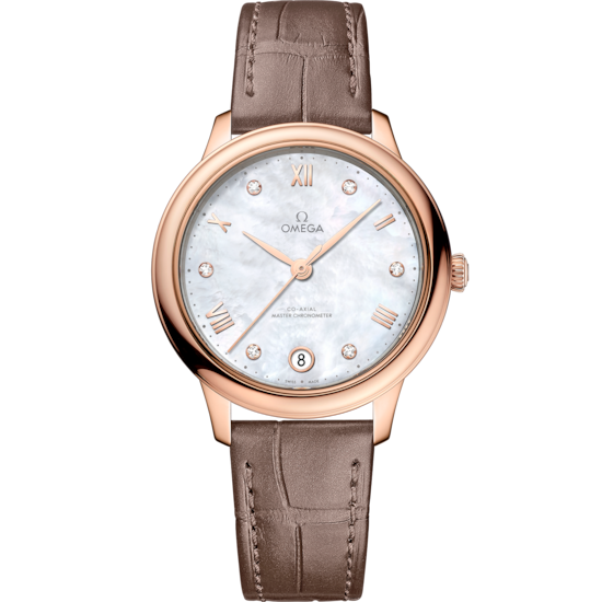 Omega De Ville Prestige 34 mm White Dial with Diamonds Sedna™ 18k Rose Gold Strap 434.53.34.20.55.001