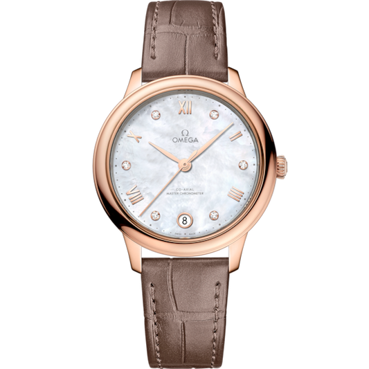 Omega De Ville Prestige 34 mm White Dial with Diamonds Sedna™ 18k Rose Gold Strap 434.53.34.20.55.001