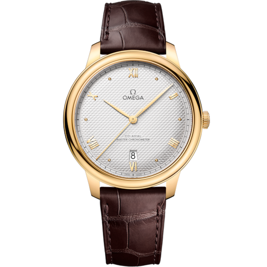 Omega De Ville Prestige 40 mm Silver Dial 18k Yellow Gold Strap 434.53.40.20.02.002