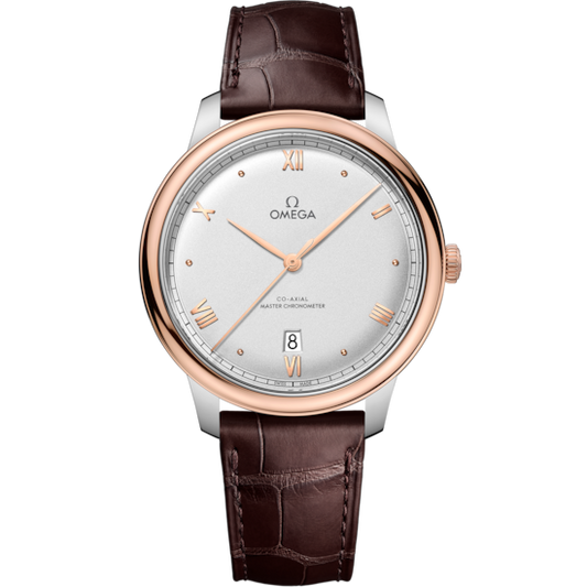 Omega De Ville Prestige 40 mm Silver Dial Stainless Steel and Sedna™ 18k Rose Gold Strap 434.23.40.20.02.001
