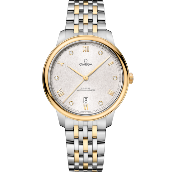 Omega De Ville Prestige 40 mm Silver Dial with Diamonds Stainless Steel and 18k Yellow Gold Bracelet 434.20.40.20.52.001