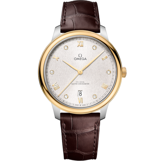 Omega De Ville Prestige 40 mm Silver Dial with Diamonds Stainless Steel and 18k Yellow Gold Strap 434.23.40.20.52.001