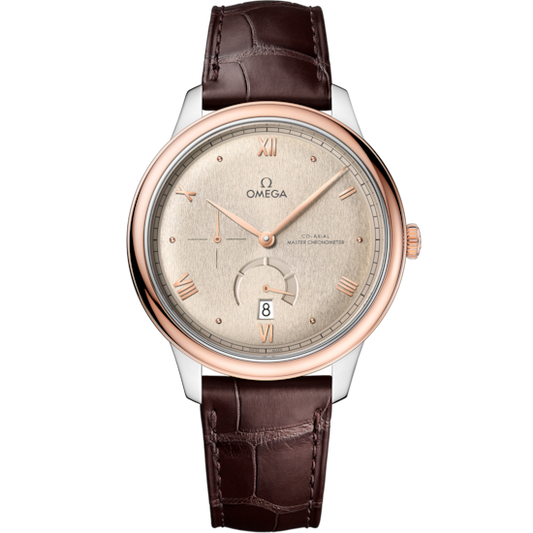 Omega De Ville Prestige 41 mm Linen Dial Stainless Steel and Sedna™ 18k Rose Gold Strap 434.23.41.21.09.001