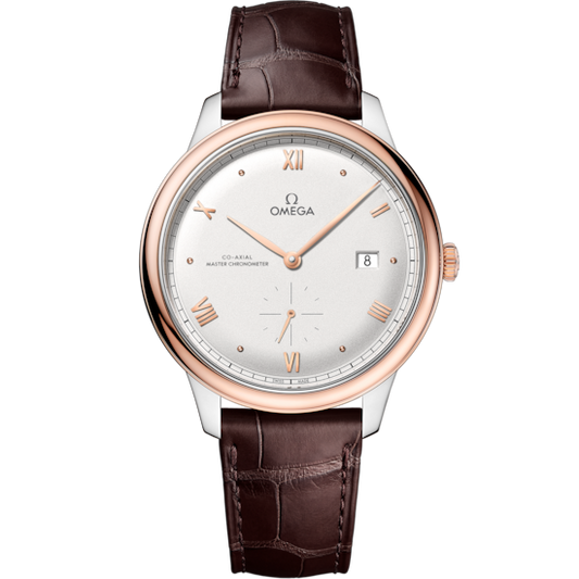 Omega De Ville Prestige 41 mm Silver Dial Stainless Steel and Sedna™ 18k Rose Gold Strap 434.23.41.20.02.001