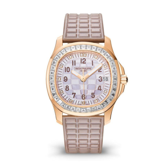 Patek Philippe  Aquanaut 35.6 mm Beige Dial with Diamonds 18K Rose Gold Rubber Strap 5072R-001