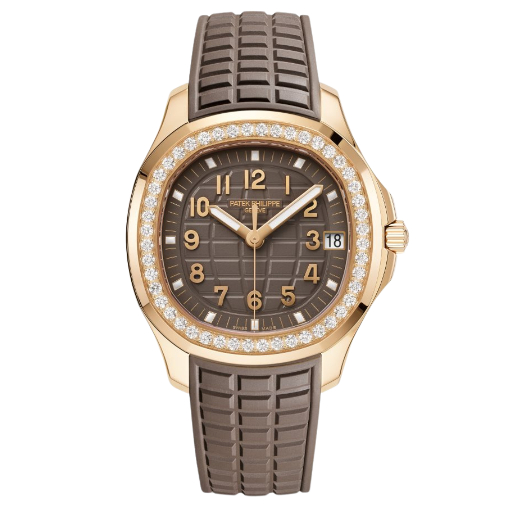 Patek Philippe  Aquanaut 38.8 mm Brown Dial with Diamonds 18K Rose Gold Rubber Strap 5268/200R-010