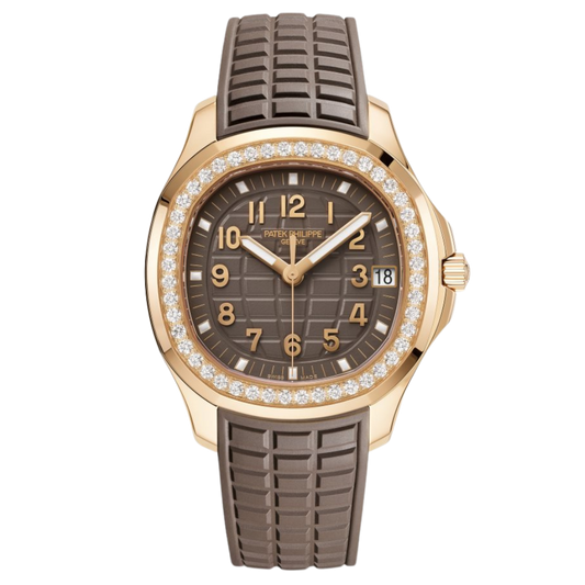 Patek Philippe  Aquanaut 38.8 mm Brown Dial with Diamonds 18K Rose Gold Rubber Strap 5268/200R-010