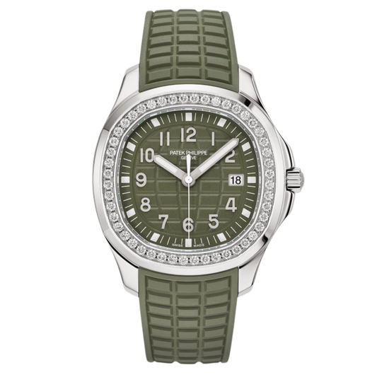 Patek Philippe  Aquanaut 38.8 mm Khaki Green Dial with Diamonds Stainless Steel Rubber Strap 5267/200A-011