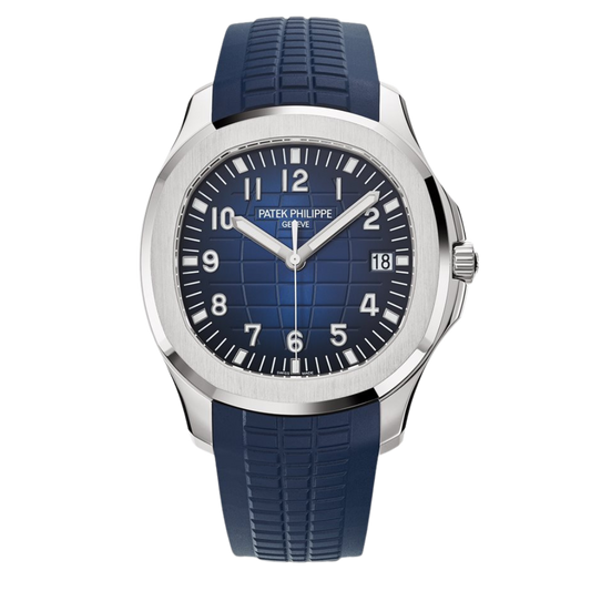 Patek Philippe  Aquanaut 42.2 mm Blue Dial 18K White Gold Rubber Strap 5168G-001