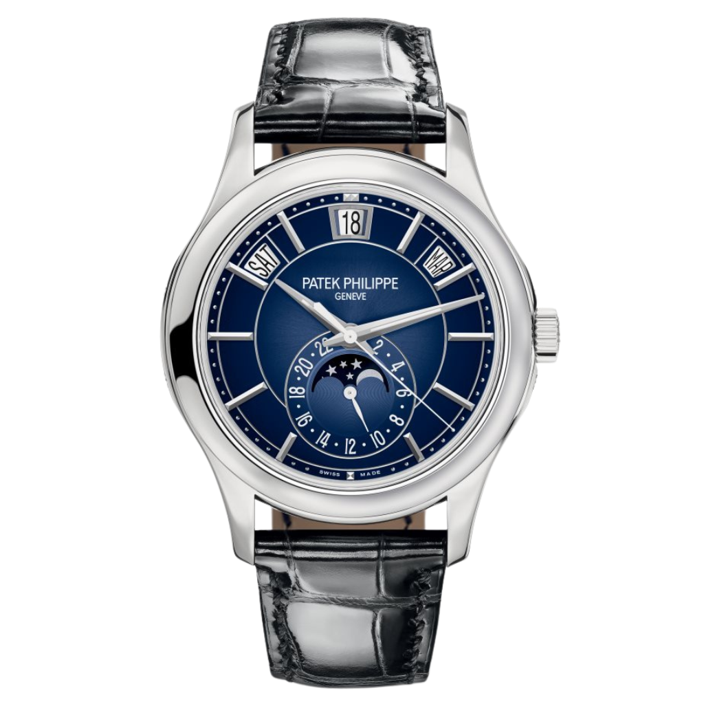 Patek Philippe Complications 40 mm Blue Dial 18K White Gold   Leather Strap 5205G-013