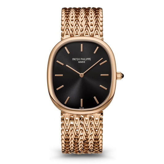 Patek Philippe Golden Ellipse 34.5 x 39.5 mm Black Dial 18K Rose Gold Bracelet 5738/1R-001