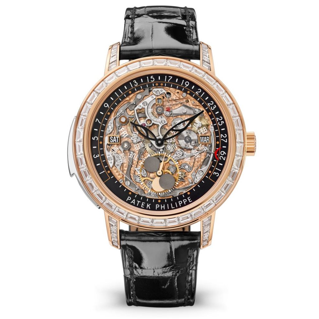 Patek Philippe Grand Complications 43 mm Transparent Dial with Diamonds 18K Rose Gold   Leather Strap 5304/301R-001