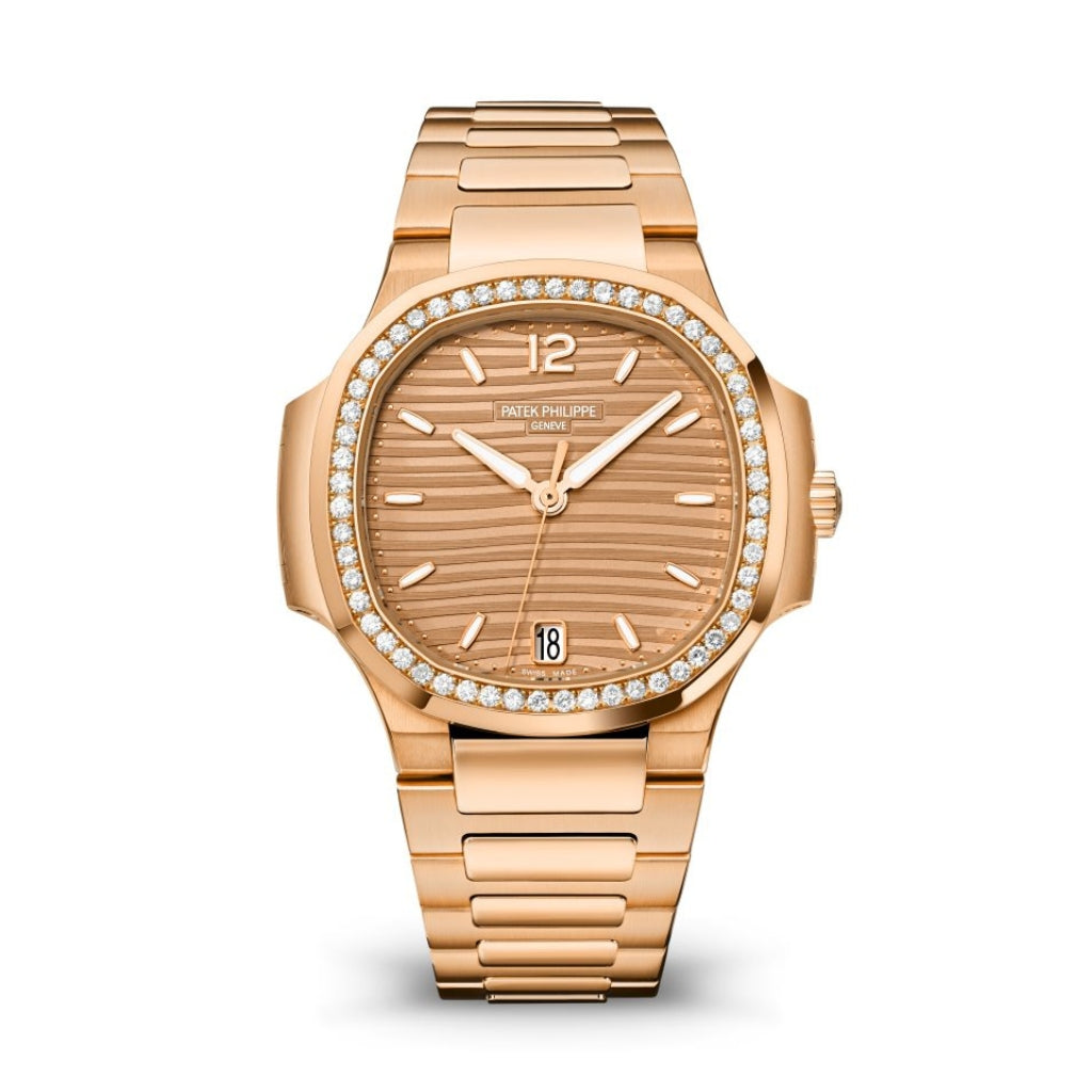 Patek Philippe Nautilus 35.2 mm Brown Dial with Diamonds 18K Rose Gold Bracelet 7118/1200R-010