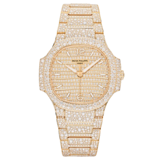 Patek Philippe Nautilus 35.2 mm Diamond Paved Dial 18K Rose Gold Bracelet 7118/1450R-001
