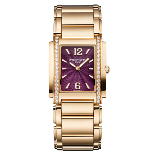 Patek Philippe  Twenty~4 25.1 x 30 mm Purple Dial with Diamonds 18k Rose Gold Bracelet 4910/1201R-010