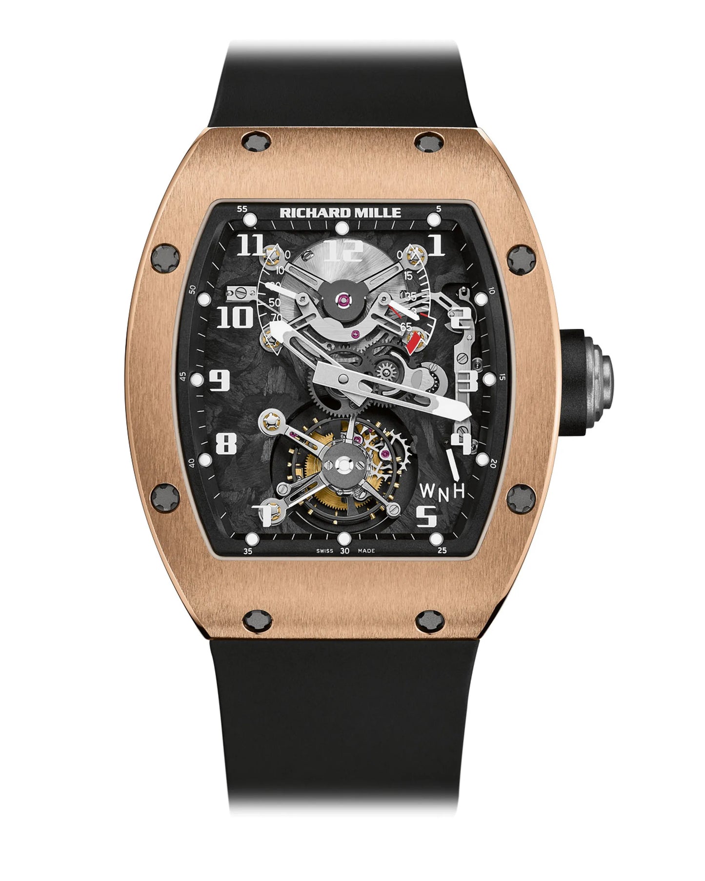 Richard Mille RM002 Rose Tourbillon 38mm x 45mm Transparent Dial Carbon Ceramic Rubber Strap